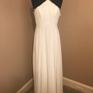 LuLus Halter White A-line Gown S